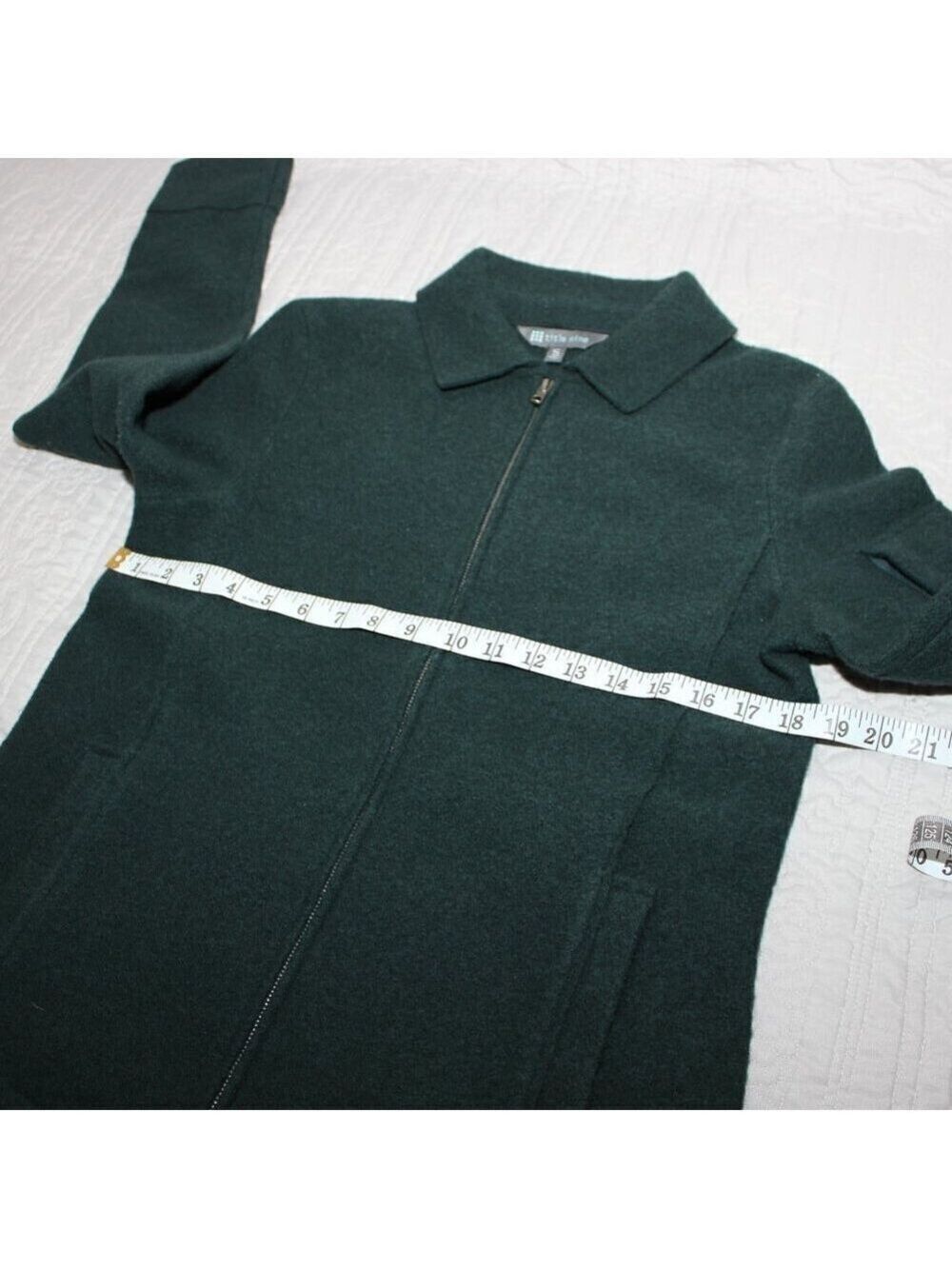 Title Nine Womens 100% Merino Wool Full Zip Jacket Size Small Teal Green - Picture 7 of 8